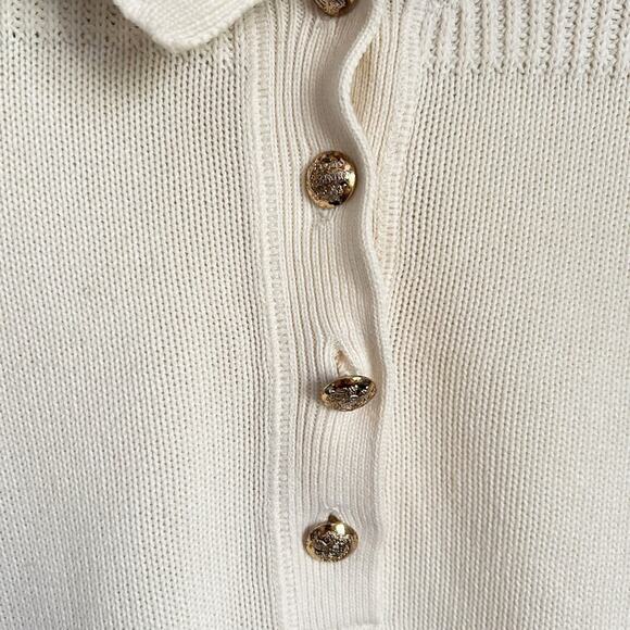 Ralph Lauren Quarter Button Patch Pullover Sweater Cream Size M - Picture 3 of 8